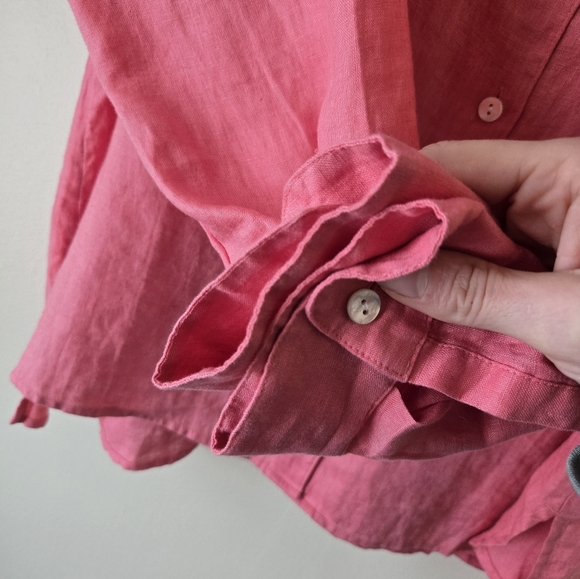 Jjill women coral, pink, linen button up size  Large 100% Linen - Picture 5 of 5